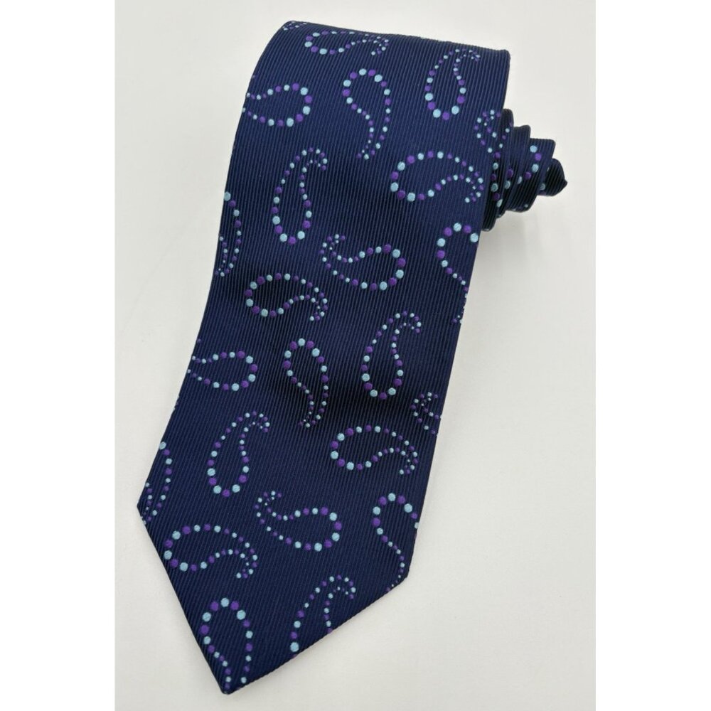 PAUL STUART Men's 100% Silk Classic Necktie REPP England Designer Purple EUC